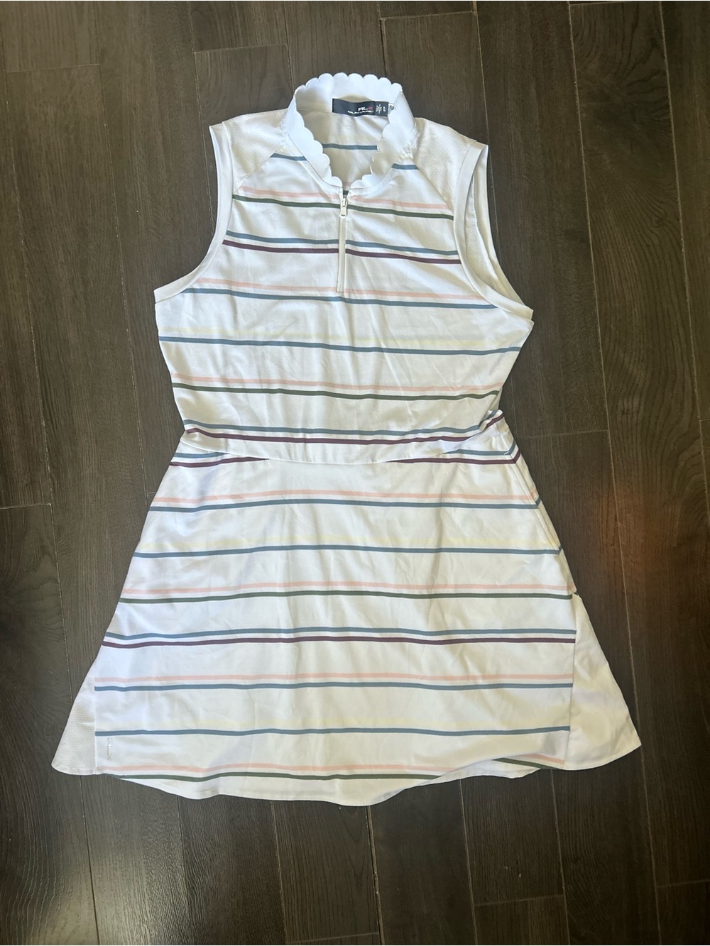 RLX Ralph Lauren Women’s Sleeveless Scallop Collar Striped Dress - XL